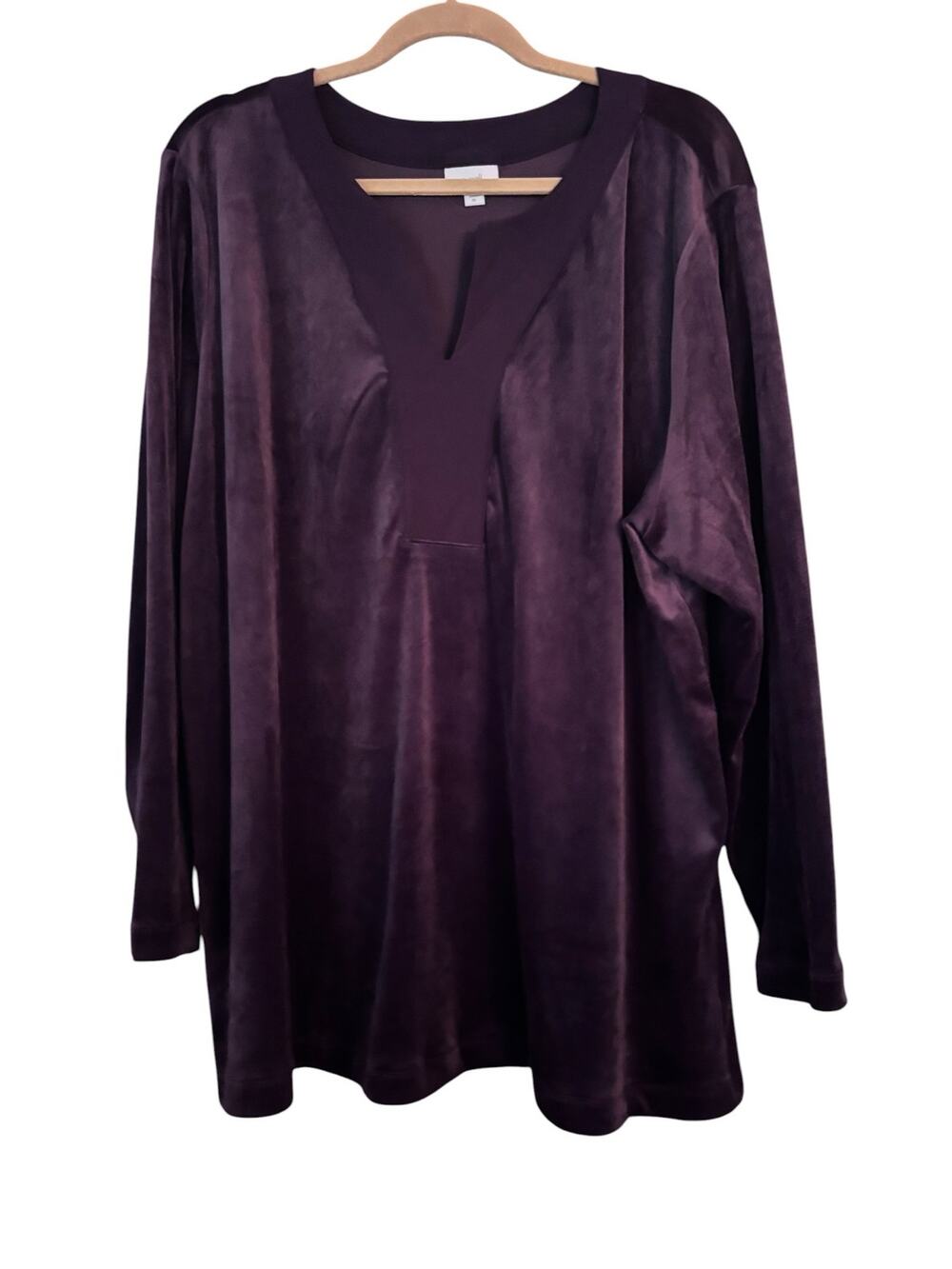 Pure Jill Plush Velour Tunic Top M Very Soft Lagenlook Long Sleeve Loungewear